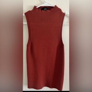 Lulus Rust Ribbed Mock Neck Sweater Tank Top